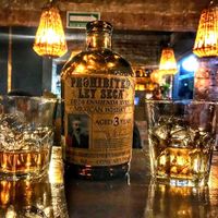 Ley Seca, 100% barley whisky.  at Luvina Vegan Bar in Mexico City