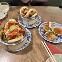 Lemon pepper bao, mushroom bao, and crispy mushroom wontons!   at Miss Bāo in Kingston