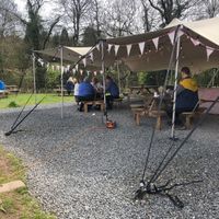 Covered seating  at Coop Coffee Co in Belfast