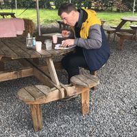 Hungry vegan man  at Coop Coffee Co in Belfast