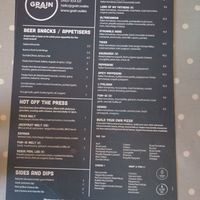 Menu at Grain in Haverfordwest