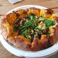 Butternut squash purée, spinach, mushrooms, basil, courgette at Grain in Haverfordwest