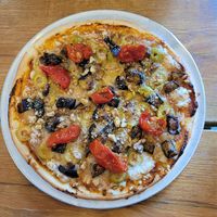 Veganized (& GF crust) "Babylon" pizza - one of the specials at Grain in Haverfordwest