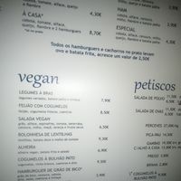 Ementa Vegan at Sabores e Mar in Beja