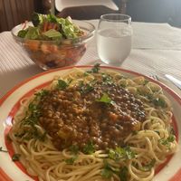Vegan Salad and Lentil Bolognese  at Sabores e Mar in Beja