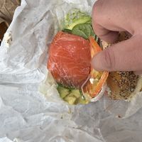 Asked if the ‘vegan delight’ was real salmon. YES IT IS!   at Court Street Bagels in Brooklyn