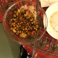 Chick Pea stew with tomato, cauliflower, egg plant and brown rice. at Zloty Osiol in Katowice