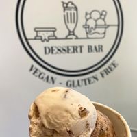 Maple pecan ice cream and Carmel cold brew at Scoops Dessert Bar in Chicago
