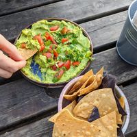 Tortilla chips and guacamole 🥑 at La Taquería in Belfast