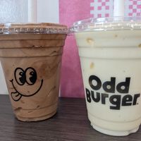 Mocha and creamy orange milkshakes at Odd Burger in London