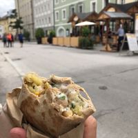 Wrap with zucchini/chickpea filling at Soul Food Bike in Lienz