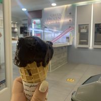 chocolate gelato  at Solo Gelato in Oia