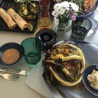 Baked cauliflower and vegetable curry (note: the springrolls are not vegan!) at Hotel Blü in Bad Hofgastein