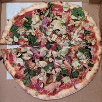 Vegan Pizza: 18" + Eggplant, Zucchini, Sun-Dried Tomatoes, Daiya Cheese at Landini's Pizzeria in Las Vegas