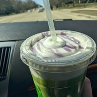Lavender matcha iced latte at Green Joe Coffee in Schaumburg