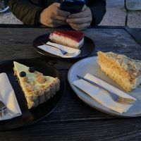 Vegan Cakes: Blueberry Cheescake, Strawberry Coconut, Bienenstich  at Tiny Soul Cafe & Deli in Kochel Am See