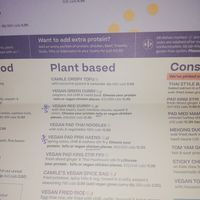 Vegan section on the menu with choice of protein options at Camile in Phibsborough