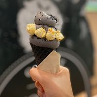 Premium sesame soft serve cone at So Coco in Hong Kong Island