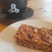Vegan flapjack at Flint Barn Cafe in Midhurst
