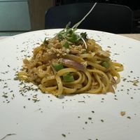 Dan Dan Linguine with OmniPork strips  at Root Vegan - 本原純素 in Hong Kong Island