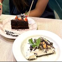 choc cake + coconut cream cheesecake at Root Vegan - 本原純素 in Hong Kong Island