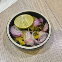 Pickles/onion with noodles at Root Vegan - 本原純素 in Hong Kong Island