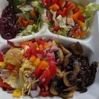 Baked potato with vegan cheese and all the veg and salad at Liz MacGregor's Coffee Shop in Aberfoyle