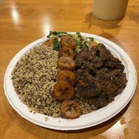 Jerk stew with quinoa, mixed veggies and plantains  at Natuurlik in Boynton Beach