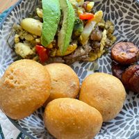 Ackee and Salt'Thing' with dumplings! at Natuurlik in Boynton Beach