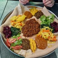 Mix or all vegan dishes at Little Ethiopia in Geneva