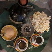 Coffee and popcorn  at Little Ethiopia in Geneva
