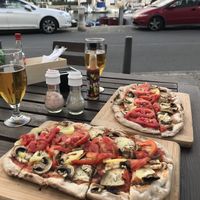 Vegan pizza with vegetables at Caffe Galeria in Piran