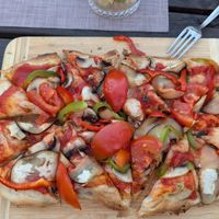 Vegan pizza at Caffe Galeria in Piran