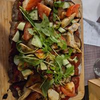 Vegan black pizza at Caffe Galeria in Piran