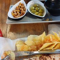 Quesadilla kimchi/ quesadilla queso/bacon vegano at Café Bar El Muelle in Santiago De Compostela