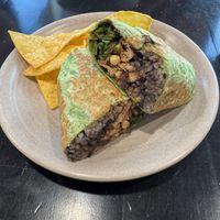 Vegan burrito with chick’n  at Olga's Naturally in Lancaster