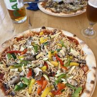 Vegan pizza with grated tofu “cheese"  at Pizzeria Desetka in Cavtat