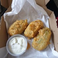 Mushy pea fritters at Sea & Earth in Nottingham