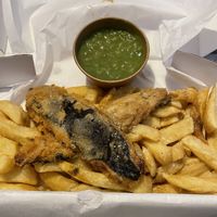 Banana blossom, medium chips, large peas  at Sea & Earth in Nottingham