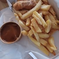 Had the old favourite, vegan battered sausage, chips and curry sauce at Sea & Earth in Nottingham