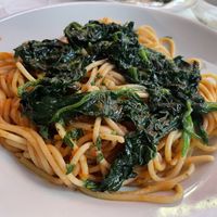 Mixed spaghetti with spinach at Trattoria Incadase da Piva in Vernazza