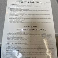Menu back  at Thai Kuu Restaurant in Philadelphia