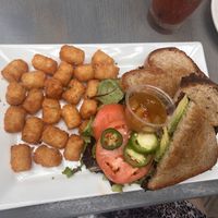 Black bean sandwich with tots  at Logan 11 in Chicago