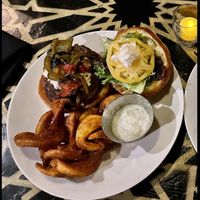 Amazing Moroccan burger! at The Oasis Santa Rosa Beach in Santa Rosa Beach