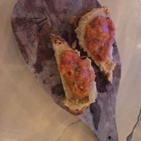 White bean bruschetta no cheese at Vino Loco Wine and Tapas Bar in Englewood