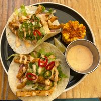 This is a side plate so really tiny portions- Oh! And about and inch of corn on the cob 😂 at Peppers in Dubrovnik