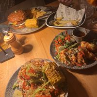 Vegan ‘beef’ tacos and the beyond meat burger! Side of veggie gyoza..  at Peppers in Dubrovnik