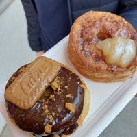 Chocolate donuts and apple cinnamon donut at Royal Donuts in Salzburg