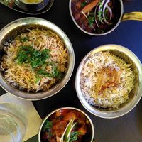 Pindi chickpeas (top right) and aloo gobi (bottom) at Spice Culture in Harrogate