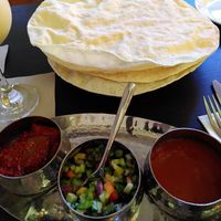 Poppadoms and sauces at Spice Culture in Harrogate